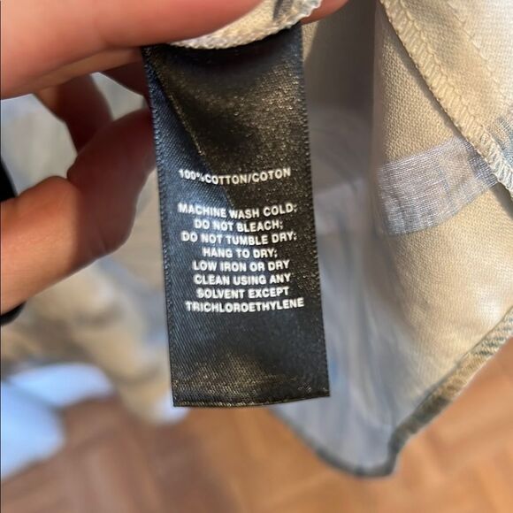 Lafayette 148 100% Cotton Patterned Blue White Button Up Fall Winter Shirt - Picture 11 of 12